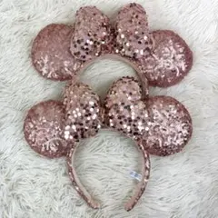 【2個セット】ディズニーランド カチューシャ ミニーちゃん スパンコール ピンク