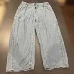 GU デニム風ワイドパンツ Mサイズ ライトブルーのサムネイル