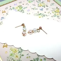 No.315☆2連パール（ライトピンク系） ピアス イヤリング マスクチャーム