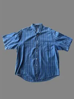 90s DOCKERSドッカーズ オープンカラー半袖シャツ 総柄 開襟リネン混L
