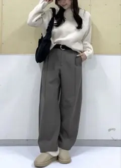 GU ブラッシュドワイドテーパードパンツQ