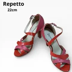 レペット ストラップサンダル 22 レッド ピンク ヒールサンダル エナメル
