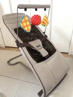 【美品】グレー バウンサー メッシュシート おもちゃ付き【リッチェル】