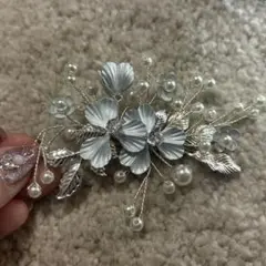 【wedding】花とパールのヘッドドレス