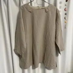 美品　Samansa Mos2 ベージュ リネン 五分袖 シャツ