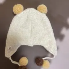 ポンポン付きクリーム色ニット帽 ミキハウス