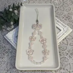 d-8 ハンドメイド　ビーズストラップ　ピンク