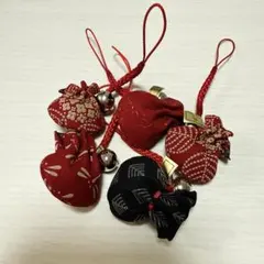 印伝 ストラップ 根付 巾着 水晶玉入り 3セット - メルカリ