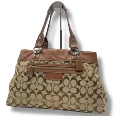 極美品✨A4収納可 コーチ トートバッグ キャンバス×レザー 肩掛け チャーム付