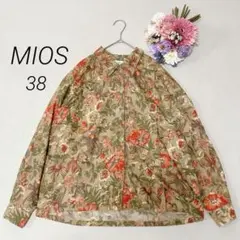 【ミオス MIOS】総柄　ボタニカル柄　花柄　レトロ　春秋　長袖シャツ　38 Mのサムネイル