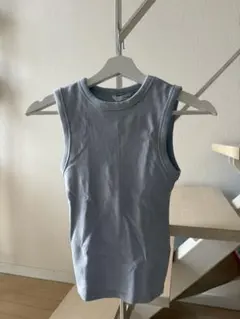 【ZARA】アメスリタンクトップ ライトブルー 無地のサムネイル