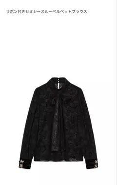 ZARA 新品タグ付き リボン付き シースルー ブラウス 花柄 Mサイズ