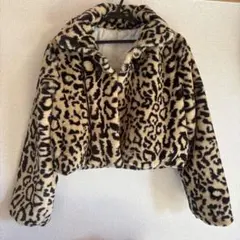 激安！！新品同様もこもこヒョウ柄コートショート丈