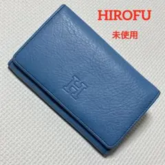 未使用　HIROFU ヒロフ　〝H〟ロゴ　レザー二つ折り財布　センプレ　ブルーのサムネイル