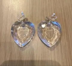 クリア　ハート型　イヤリング　大ぶり