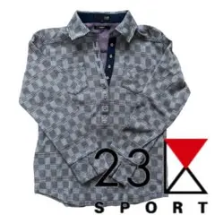 23区SPORT チェック柄 長袖ポロシャツ