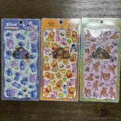 プチドロップシール ディズニー3枚セット スティッチ バンビ プーさん