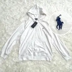 ポロラルフローレン タグ付き新品 薄手 フード付き 長袖プルオーバー 白 150