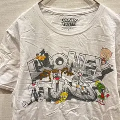 ルーニーテューンズ Tシャツ クルーネック半袖 プリントM 白 綿 お出かけ