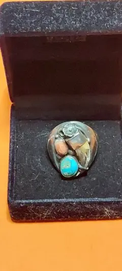 半額‼️925SILVERリング／ターコイズ＆珊瑚＆鷹爪【ヴィンテージ・希少】