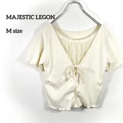 MAJESTIC LEGONアイボリー リボン付き 半袖ブラウス M a183③