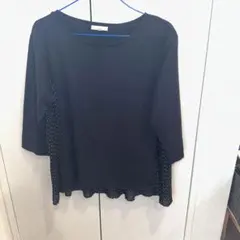 スタジオクリップ　黒ドットカットソー