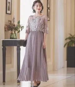 Dorry Doll レース 切り替えプリーツロングドレス