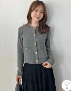 スナイデル　金ボタンカーデ　カーディガン　グレー