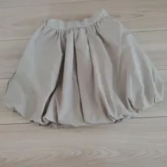 キッズ バルーンスカート ベージュ リボン付き
