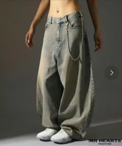 完売品 ヴィンテージ ライトブルー ワイドパンツ フェード加工