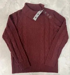UNION STATION ケーブルニットセーター タートルネック バーガンディ