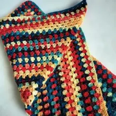 昭和レトロ調 グラニースクエア ブランケット マルチカバー ひざ掛け