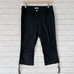 NUEVIS COSTUMEクロップドパンツ（40）黒 裾ドロスト サブリナ 夏