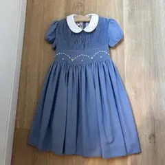 ファミリア　familiar スモッキングワンピース　ロイヤルブルー　130
