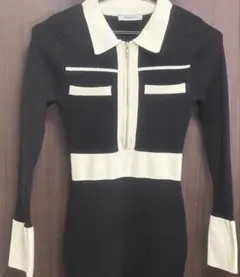 LIP SERVICE フロントZIPバイカラーニットワンピース