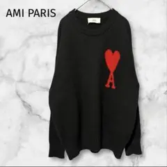 AMI PARIS アミパリス クルーネックセーター ビックロゴ ブラック 黒