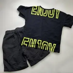 ブラック×ネオンイエロー 半袖Tシャツ、半ズボン130センチ