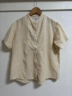 80s VINTAGE 古着 シルク ストライプ シャツ ワイドシルエット 美品