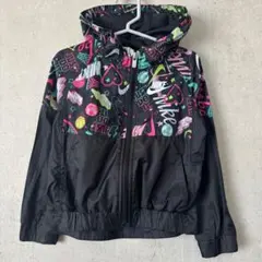 NIKE ナイキ キッズ ウィンドブレーカー フード付き 総柄 ブラック 4T