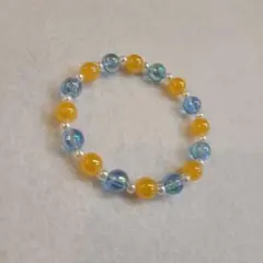 ビーズブレスレット 青・オレンジ