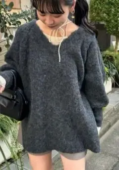 値下げ！□カスタネ　メランジVあきニットプルオーバー