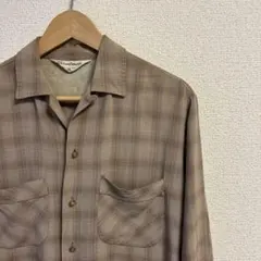50s スペシャル品　レーヨンシャツ　ギャバ　オンブレ　開襟　ヴィンテージ
