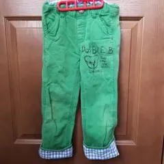 ミキハウス　ダブルB　ダブルビー　パンツ　　緑　らくがき　落書き　デニム　120