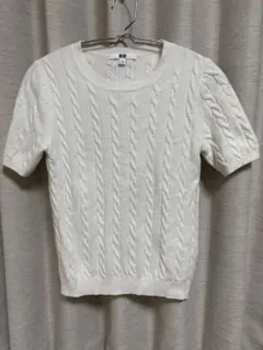 UNIQLO ケーブルクルーネックセーター　半袖　Mサイズ　オフホワイト