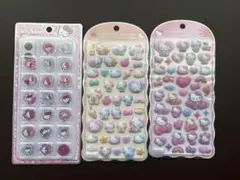 ハローキティ　コットンパフィ　おはじきシール　３点セット