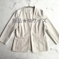 新品★ナチュラルビューティーベーシック★ノーカラージャケット M ベージュ