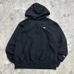 チャンピオン　リバースウィーブ　パーカー　無地　古着　ブラック　M