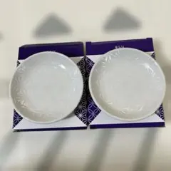 木曽路 豆皿 たち吉 小皿 取り皿 2枚セット アイボリー 麻の葉文様 白 2