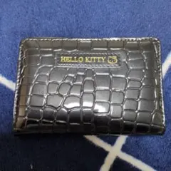 HELLO KITTY 二つ折り財布 黒 クロコダイル風