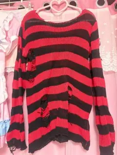 SHEIN ダメージボーダーニット